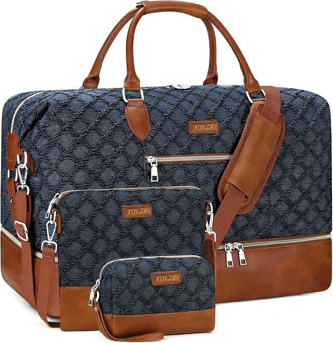 Weekender Bag for Women, Travel Duffel Bag Carry On Overnight Bag by ITIEZY