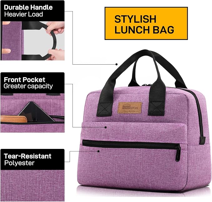 HOMESPON Insulated Lunch Bag for Women Men Lunch Box Cooler Lunch Tote for Work - Image 2