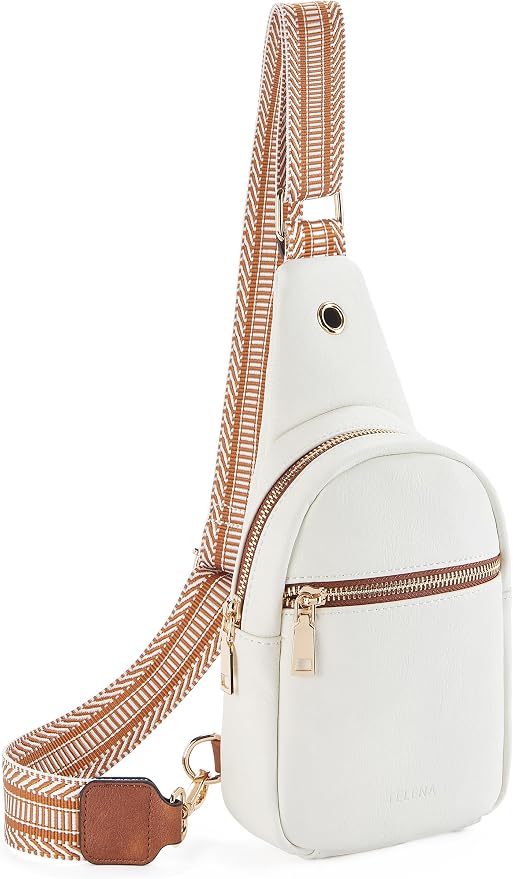 Telena Small Sling Bag for Women Leather Crossbody Fanny Packs Chest Bag for by Telena