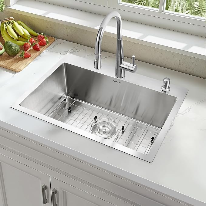 25-Inch Drop-In Kitchen Sink, SINKVINE 25" x 18" Stainless Steel Indoor and - Image 2