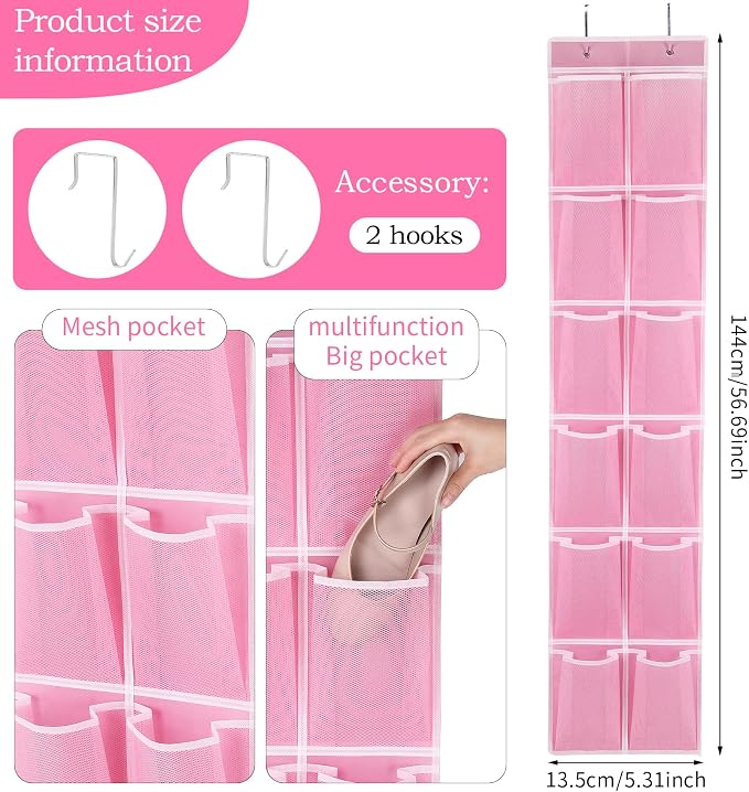 Over the Door 12 Pocket Hanging Shoe Organizer - Image 4