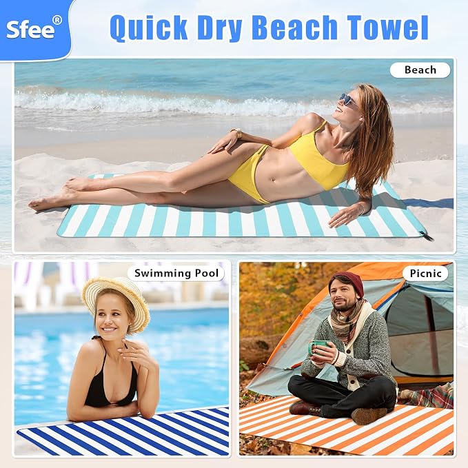 Sfee 2 in 1 Microfiber Travel Towel, Quick Dry Towel Camping Beach Towel Super - Image 6