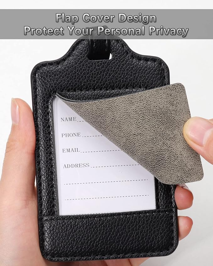 Teskyer Luggage Tags, 3 Pack Premium PU Leather Luggage Tags - Image 4