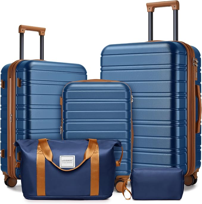 LARVENDER Luggage Sets 5 Piece Hardside Expandable Suitcase by LARVENDER