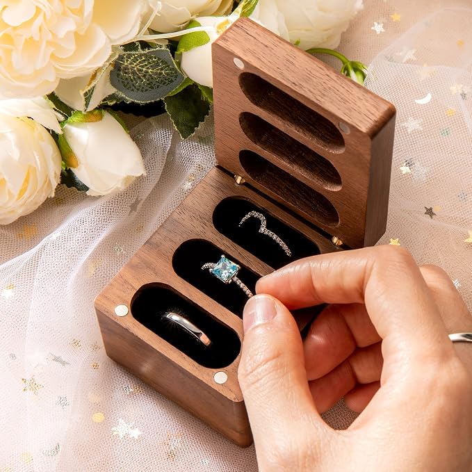 Custom Engraving Ring Gift Box Wooden Presentation Jewelry Box Case - Image 4