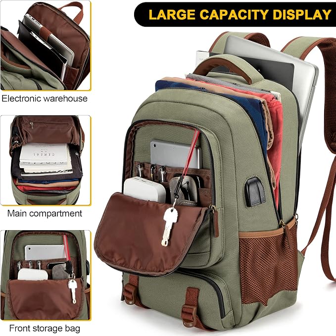 Tzowla Canvas Laptop Backpack, Bag - Image 2