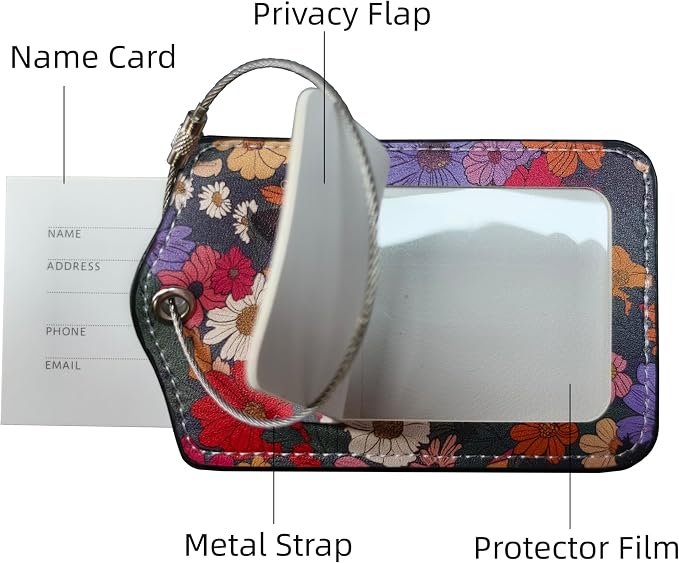 2 Pack Luggage Tag for Suitcase, Cute Unique Leather Suitcase Tags Identifiers - Image 3