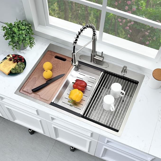 33x19 Drop In Kitchen Sink Workstation-Bokaiya Stainless Steel Kitchen Sinks - Image 3