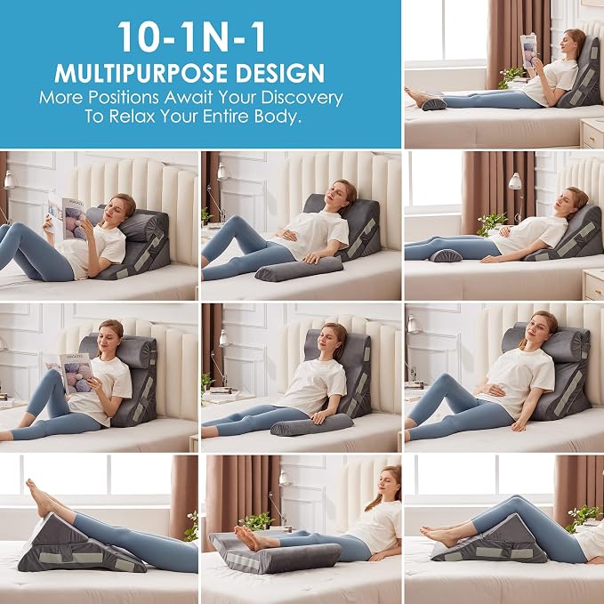 3PCS Bed Wedge Pillow for Headboard, Adjustable Wedge Pillow for Sleep Apnea - Image 2