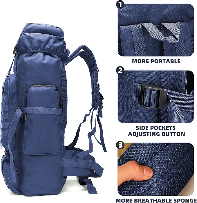 King'sGuard 70L Camping Hiking Backpack Tactical Backpack Military Molle - Image 3