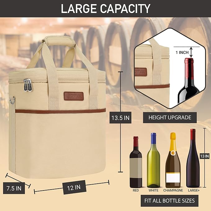 Opux 6 Bottle Carrier Tote | Insulated Padded Cooler Bag - Image 3