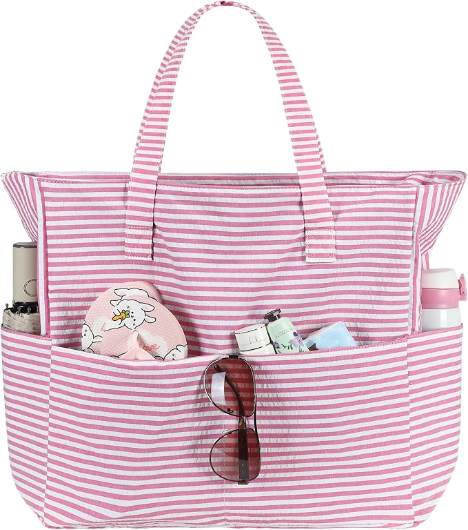 LEDAOU Large Beach Tote Bag Women Waterproof Sandproof Zipper Beach Tote Bag by LEDAOU