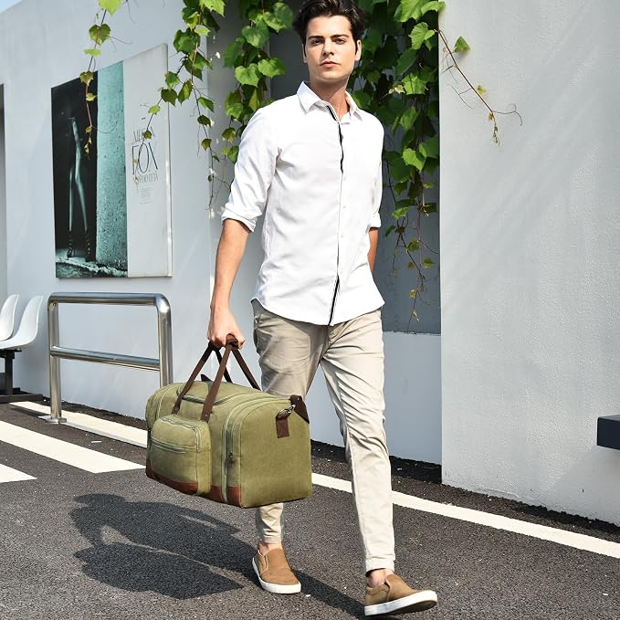 Litvyak Duffle Bag for Travel, Large 60L Canvas Travel Duffel Bags Overnight - Image 7