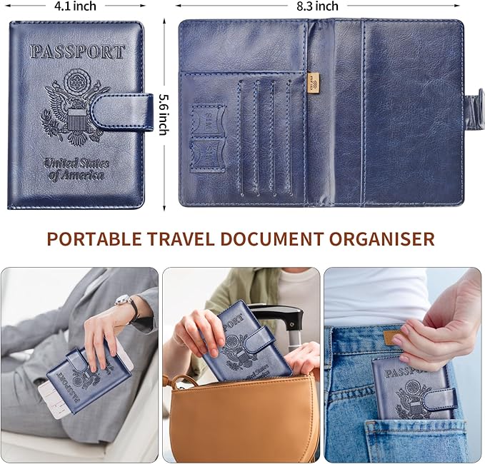 Herain Passport Holder for Travel Cruise Essentials, RFID Passports Book Card - Image 3