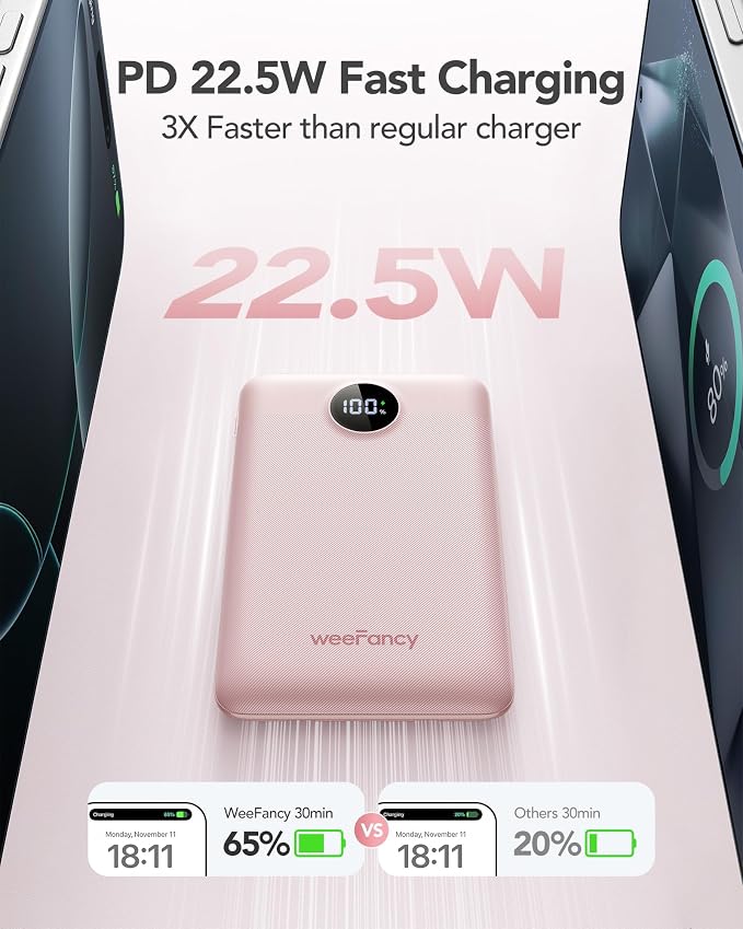 Mini Portable Charger with Built-in Cables 22.5W Fast Charging Power Bank USB-C - Image 3