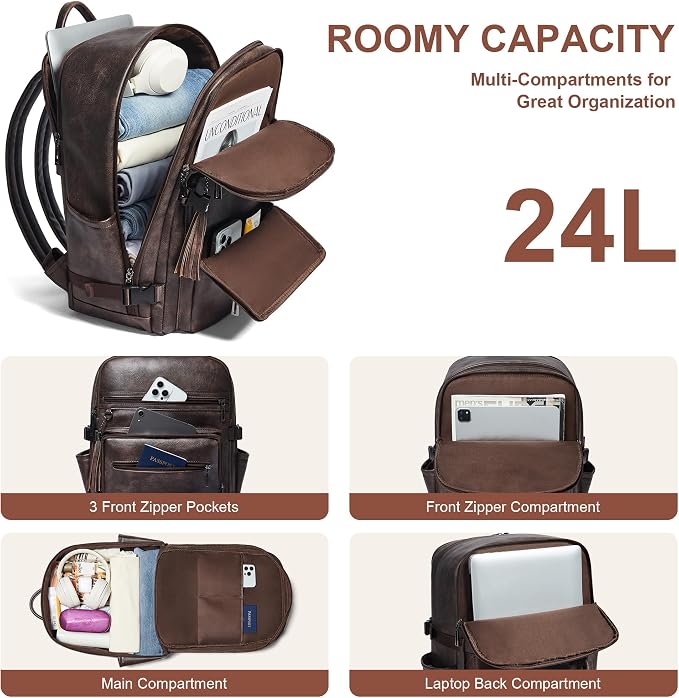 Shrrie Laptop Backpack for Women, Vegan Leather Backpack Work Computer - Image 3