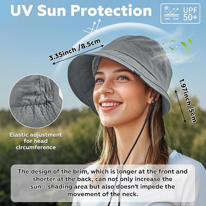 Sukeen Lightweight Bucket Hat for Women Quick-Dry Hiking Hat Packable Foldable - Image 3