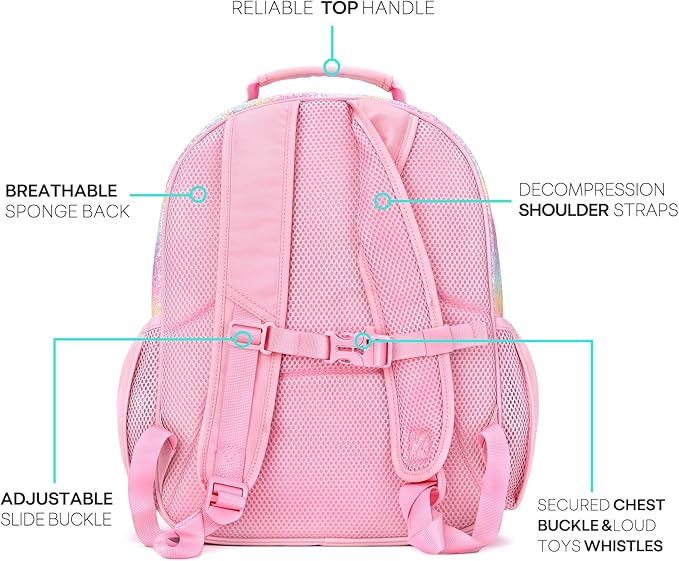 mibasies Girls Backpack 5-8: Glitter Kids Backpacks - Image 3