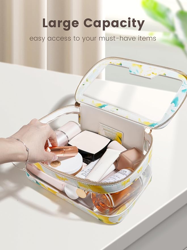 ROWNYEON Clear Makeup Case Toiletry Bag Multipurpose Travel Makeup Train Case - Image 5
