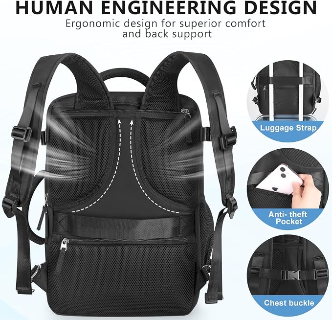 Travel Backpack for Women, Large Carry On Backpack for Travel, Waterproof - Image 6