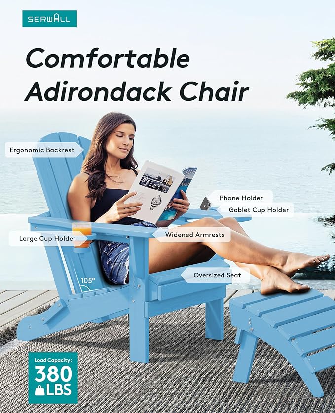 SERWALL Adirondack Chair with Cup Holders - Image 3