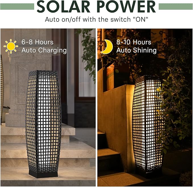Grand patio Solar Outdoor Floor Lamp Solar Powered Lantern Water-Resistant - Image 3