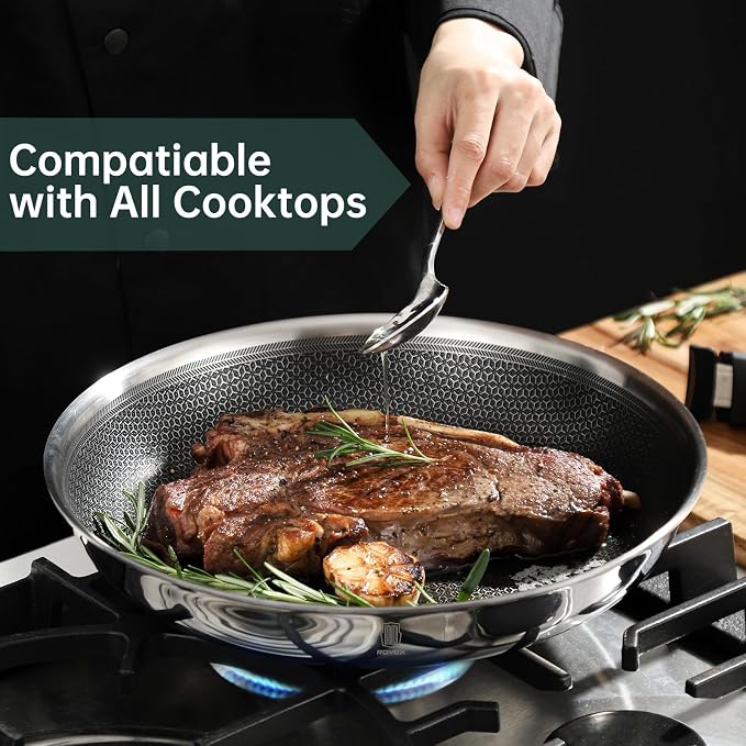 ROYDX Hybrid Nonstick 7-Piece Fry Pan Set, 10 and 12-Inch Frying Pans - Image 4