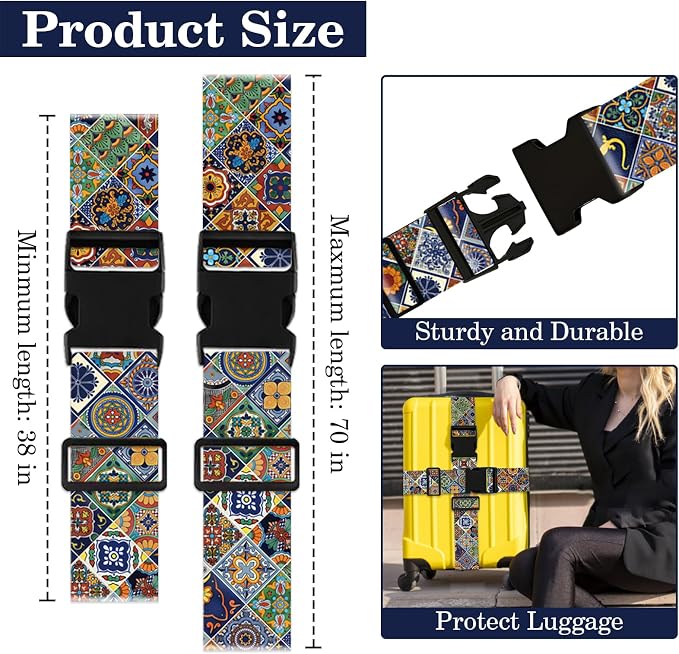 Boho Luggage Straps for Suitcases TSA Approved, Luggage Identifiers for Suitcase - Image 2