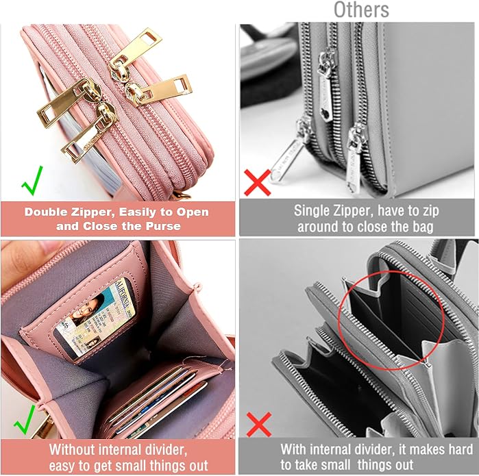 Crossbody Cellphone Purse Women Touch Screen Bag RFID Blocking Wallet Handbag - Image 3