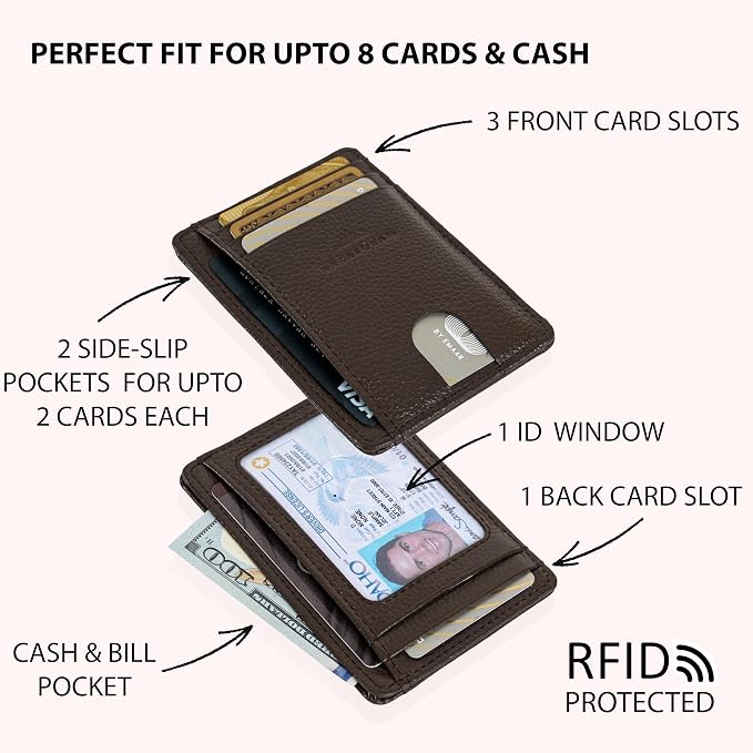 KARAKORAM Vertical Handcrafted Premium Leather Front Pocket Credit Card Holder - Image 6