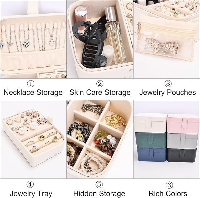 2 Layer Portable Jewelry Box, Large Jewelry Travel Case - Image 4