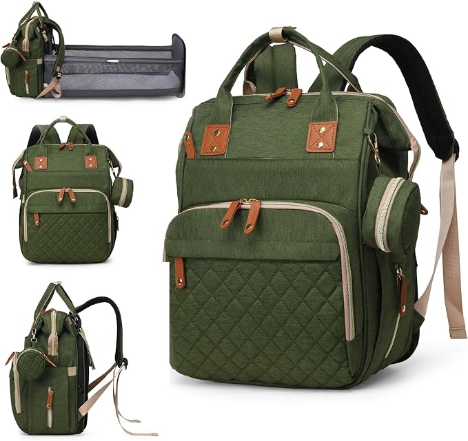 Diaper Bag with Changing Station, Waterproof 3 in 1 Baby Diaper Backpack with by Lamroro