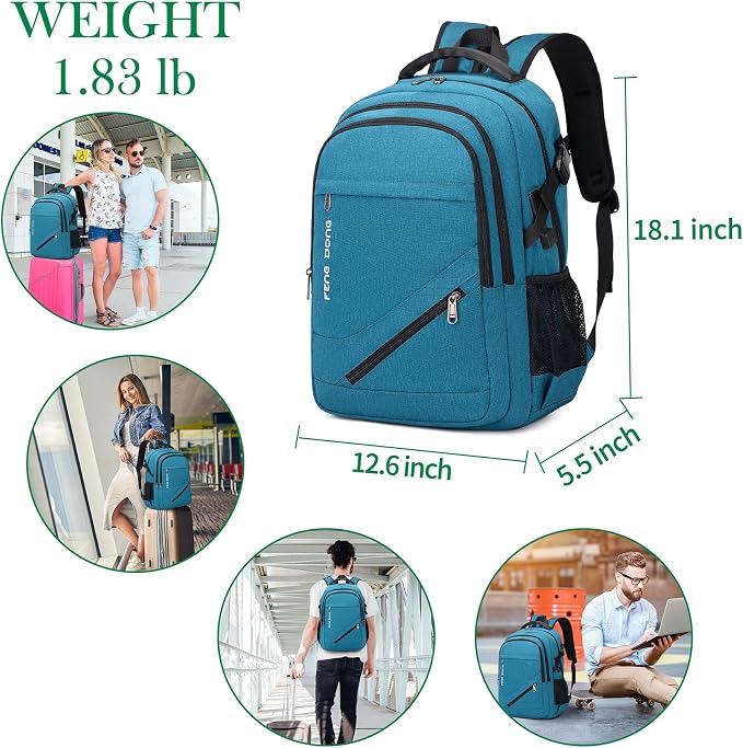 FENGDONG 17.3 inch Large Laptop Backpack Durable Waterproof Travel College - Image 2