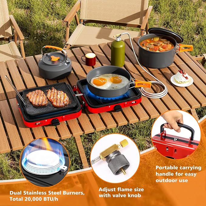 Portable 2 Burner Camping Stove Set - Image 4