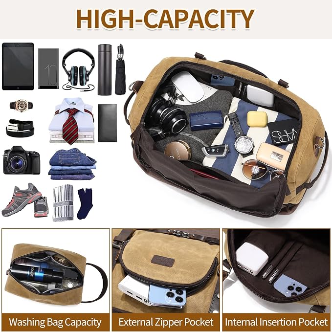Nerlion Weekender Bag with Shoe Compartment Large Overnight Bag - Image 4