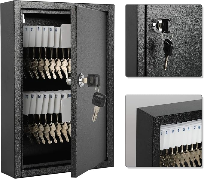 KYODOLED Key Storage Lock Box Wall Mount, Locking 40 Key Cabinet Holder Box - Image 5