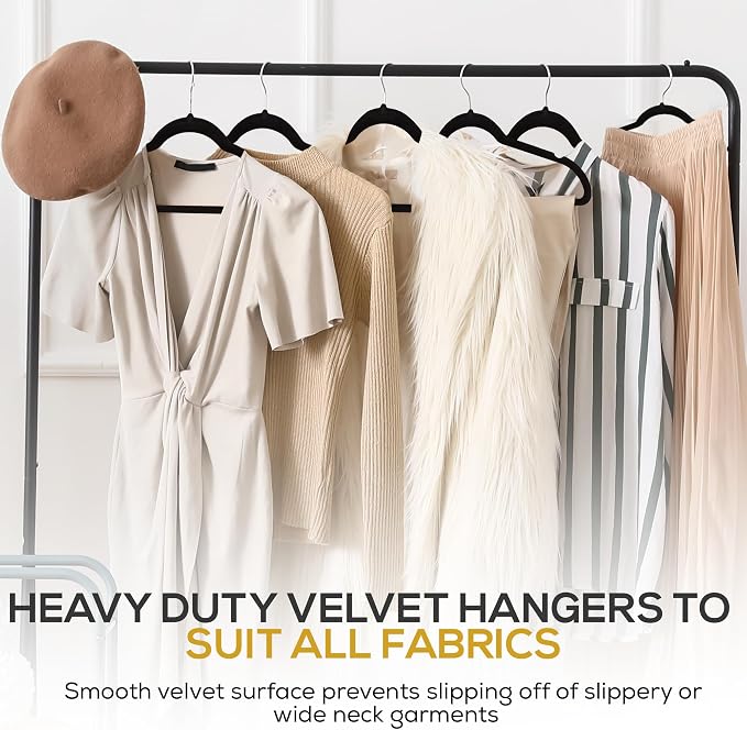 50 Pack New Premium Quality Velvet Hangers Ultra Thin Non Slip Adult Felt Space - Image 7