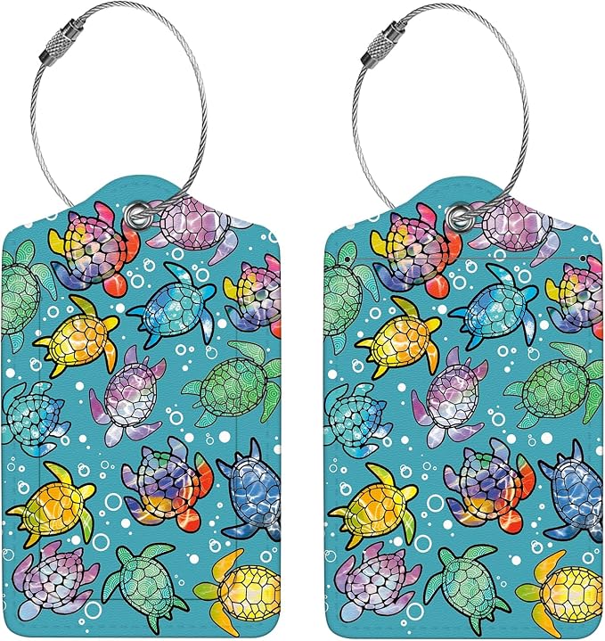 2 Pcs Luggage Tags for Suitcase, Cute Unique PU Leather Travel Bag Tag - Image 4