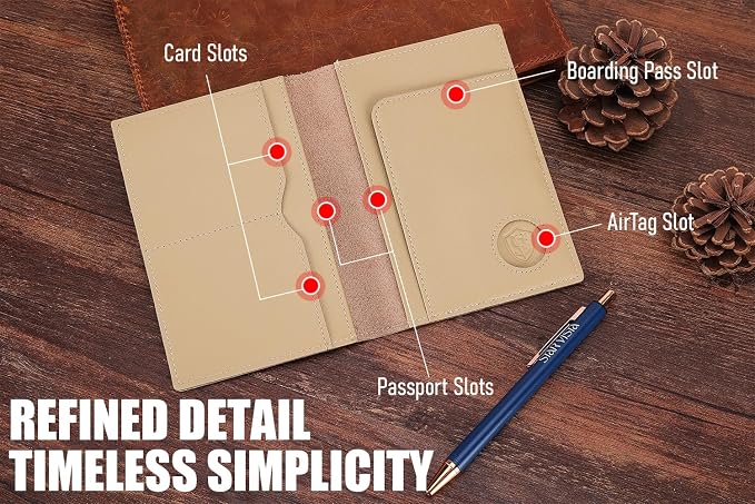 STAR VISTA Albatross Leather Travel Passport Holder, Minimalist Design - Image 4