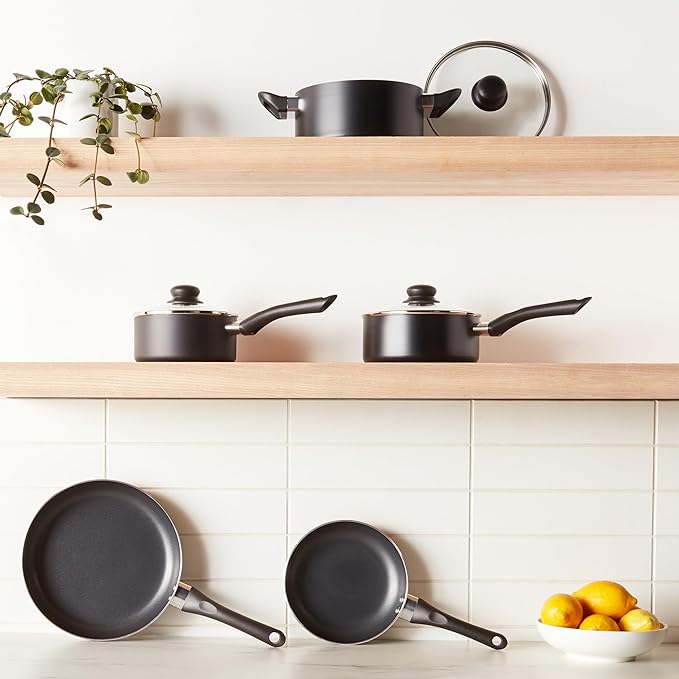Amazon Basics Non Stick Kitchen Cookware 8-Piece Set, Non-Induction, Includes - Image 3