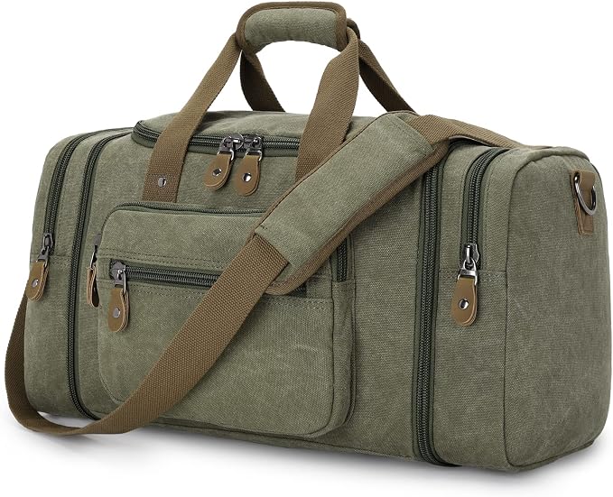 Gonex Canvas Duffle Bag for Travel 60L Duffel Overnight Weekender Bag by Gonex