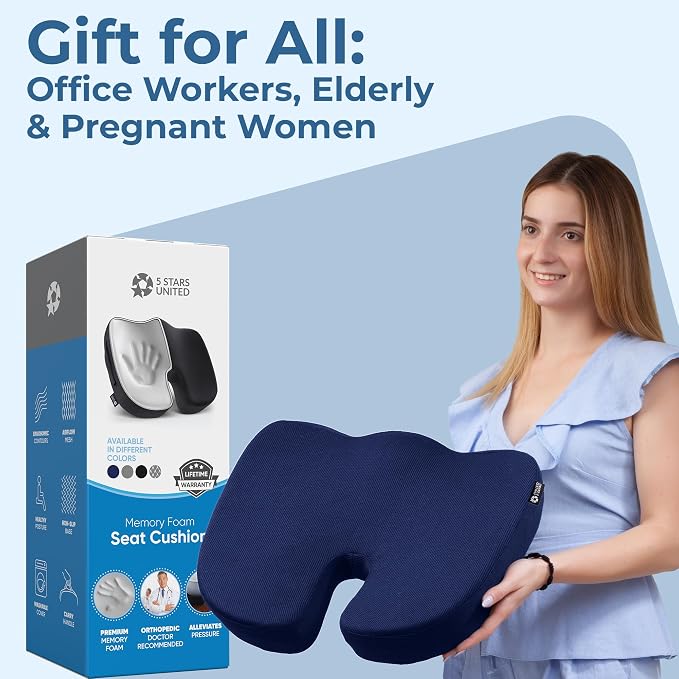 5 STARS UNITED Seat Cushion for Tailbone Pain Relief – Large Memory Foam - Image 8