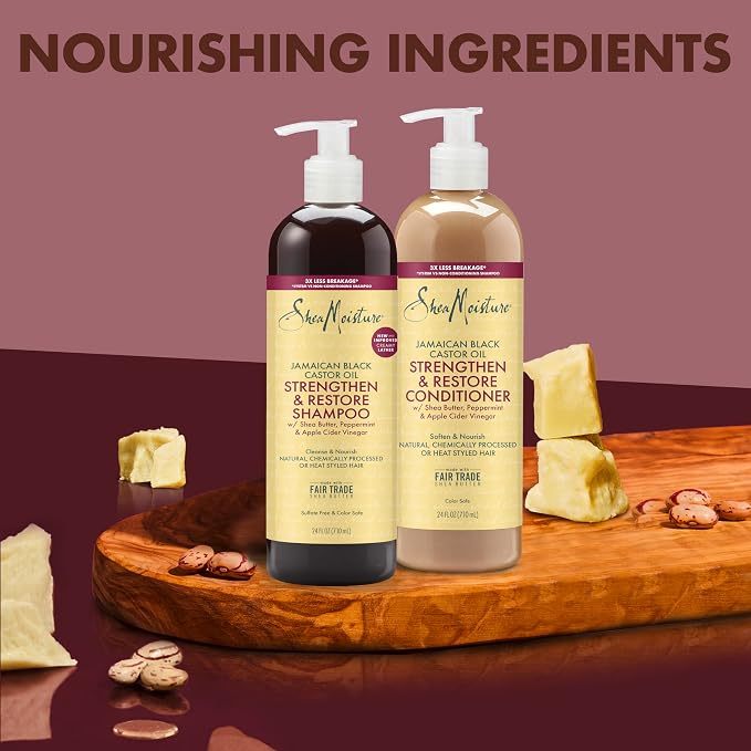 SheaMoisture Strengthen & Restore Shampoo and Conditioner Bundle Jamaican Black - Image 5