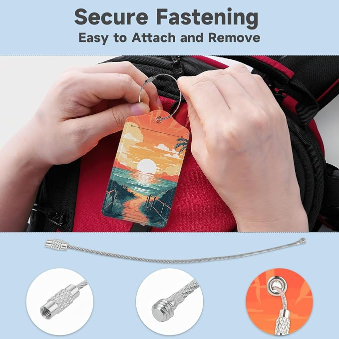 Sunset Beach Summer Luggage Tags, 2 Pack Travel Cruise Tags - Image 3