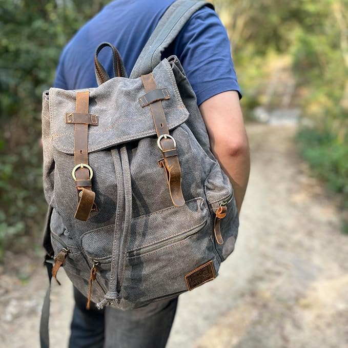 AUGUR High Capacity Canvas Vintage Backpack - Image 2