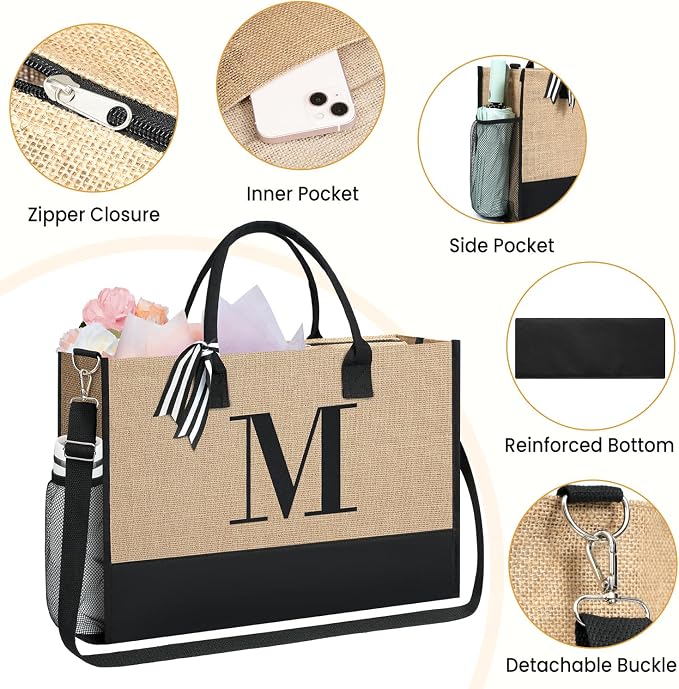 BAGAIL Initial Tote Bag, Personalized Birthday Gifts - Image 6