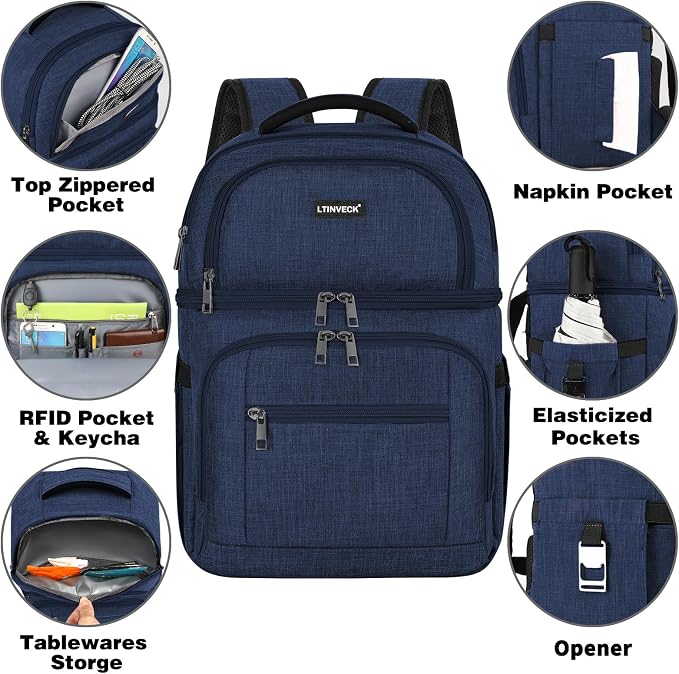 Cooler Backpack, Insulated Backpack Cooler Leakproof Double Deck Cooler Bag - Image 4