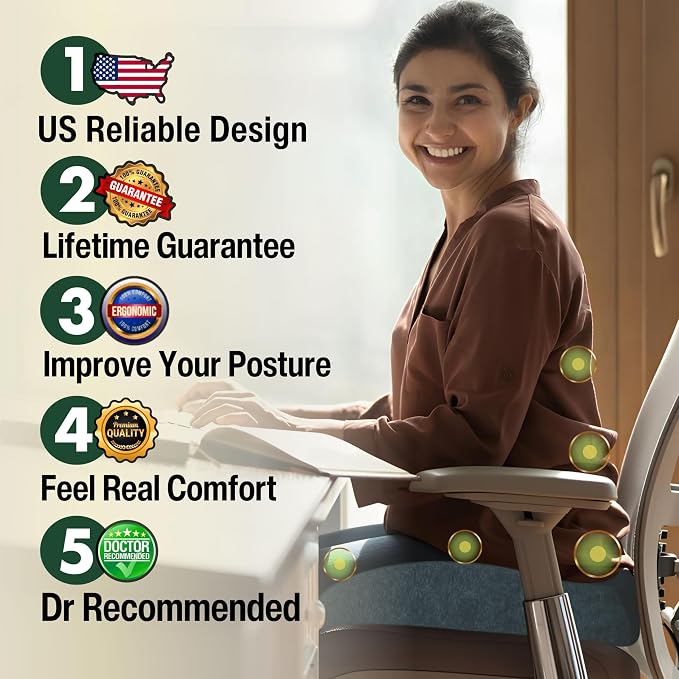 Pressure Relief Seat Cushion for Tailbone Pain – X Large Office Chair Cushion - Image 5