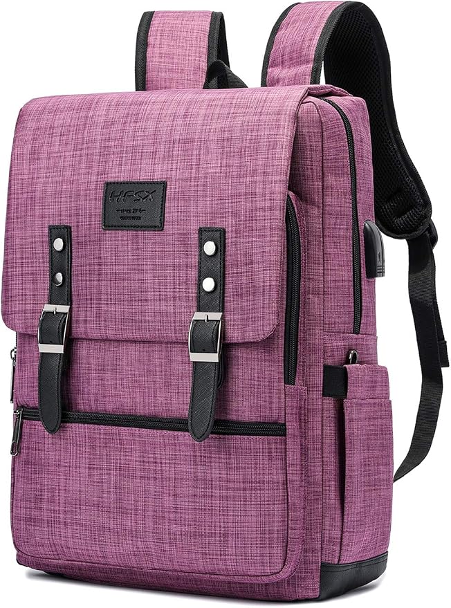 HFSX Vintage Backpack Anti Theft Laptop Backpack Men Women Business Travel by HFSX