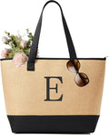 KALIDI Woven Tote Bag for Women, Lightweigh Monogram Beach Bag by KALIDI